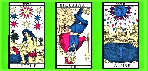 Image de trois cartes du Tarot gratuit sur la question de l'amour du site web Shopbreizh.fr